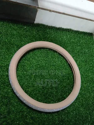 Luxury Shiny Beige Leather Steering Wheel Cover