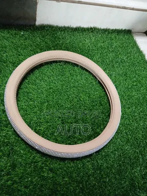 Luxury Shiny Beige Leather Steering Wheel Cover