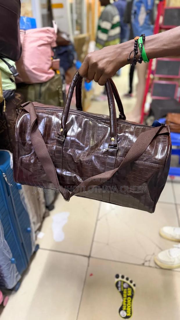 Stylish Leather-Look Duffle Bag - main view
