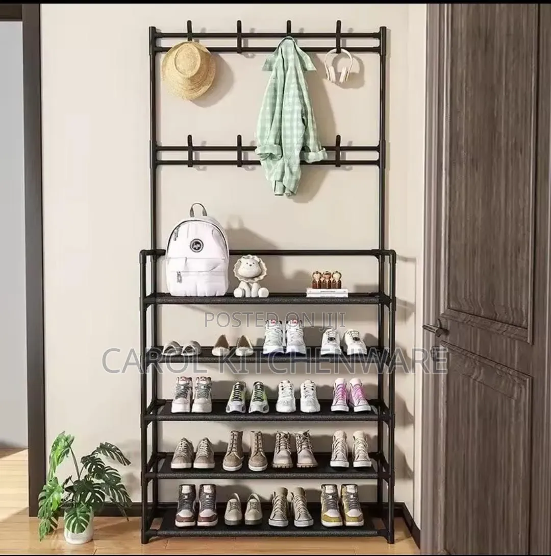 5 Tier Multifunctional Shoe Rack With Hanging Hooks