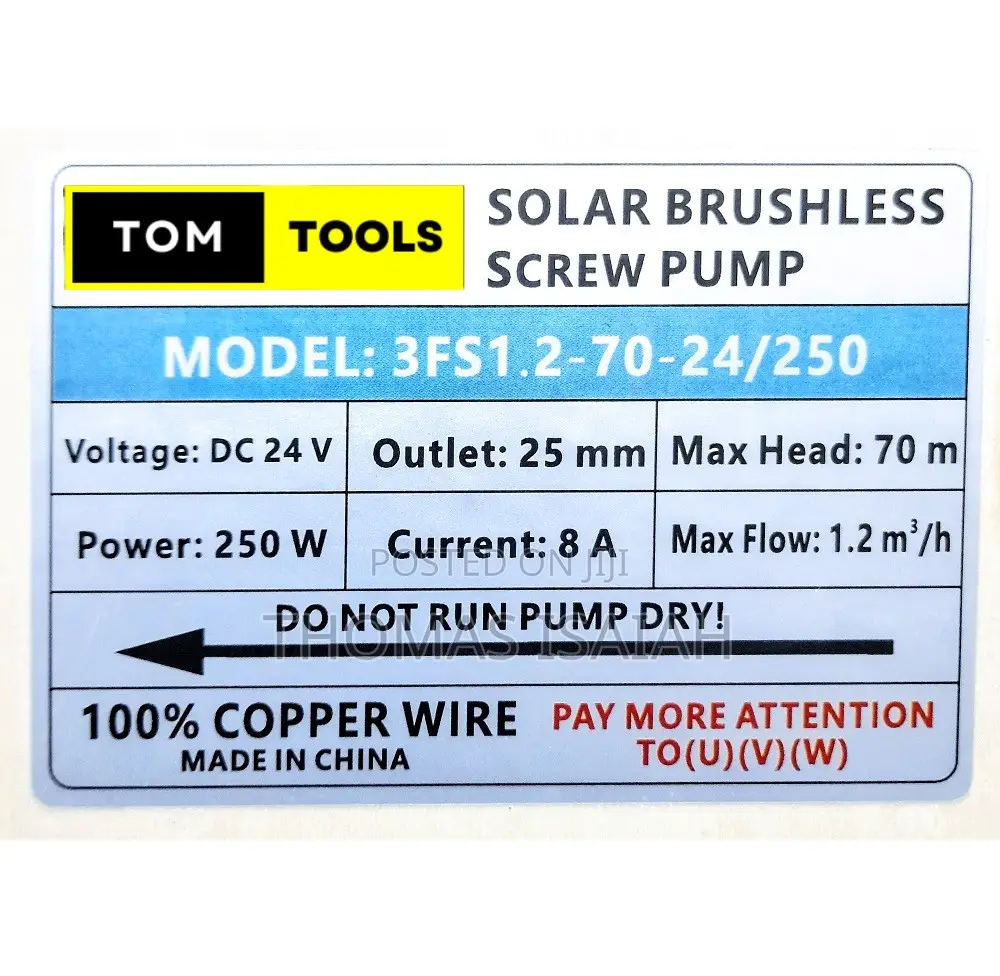 70m Dc 24v 250w Solar Brushless Screw Pump With Controller