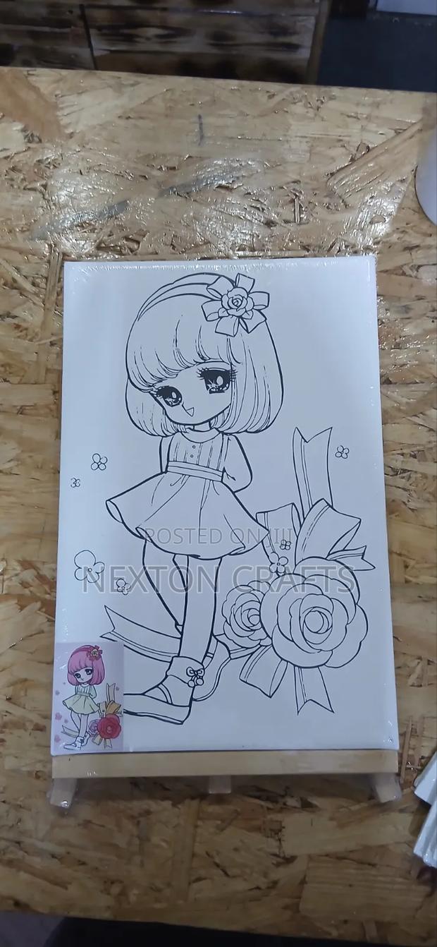 Pre Drawn Canvas Girl