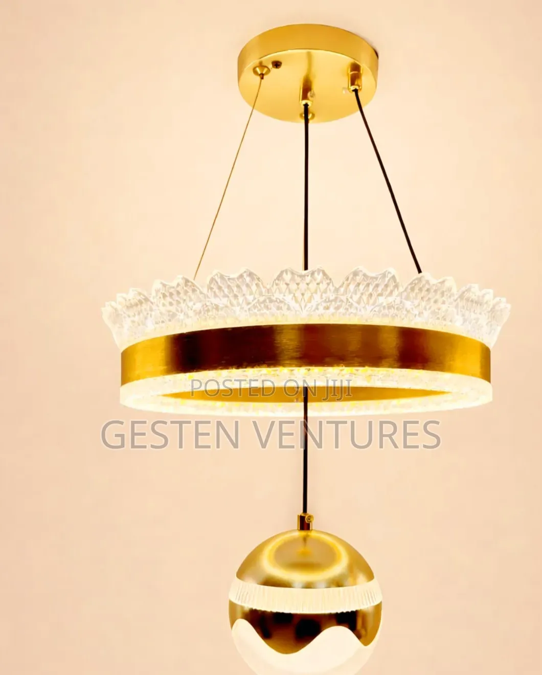 Modern Gold Led Ring Crystal Chandelier Ceiling Pendant Light
