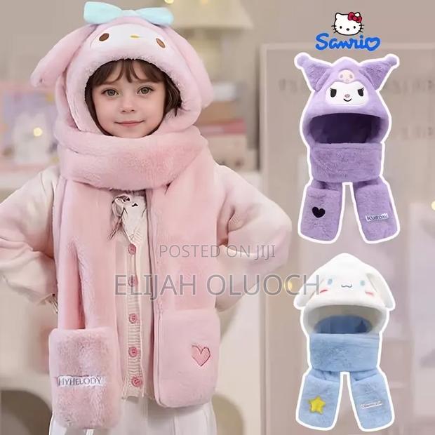 1pc Plush Beanie, Kid's Kuromi Thickened Ear-Warming Hat, - thumbnail 5