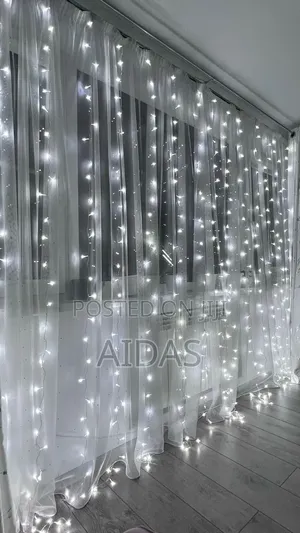 3m X 3m Cold White Led Curtain Lights – With 8 Modes Remote Control