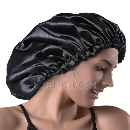 Black Satin Hair Bonnet*
 Adjustable
 *Material* Satin