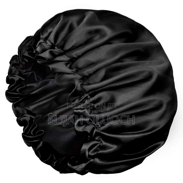 Black Satin Hair Bonnet*
 Adjustable
 *Material* Satin - thumbnail 2