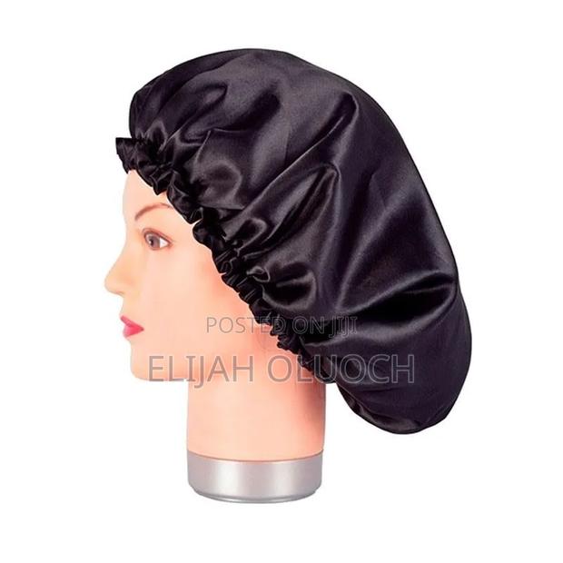 Black Satin Hair Bonnet*
 Adjustable
 *Material* Satin - thumbnail 3