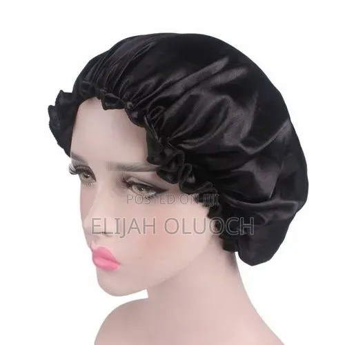 Black Satin Hair Bonnet*
 Adjustable
 *Material* Satin