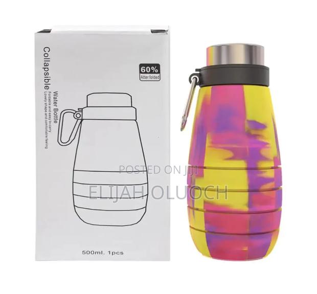 Portable Silicone Folding Water Bottle With Collapsible Cup - thumbnail 2
