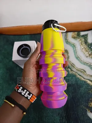 Portable Silicone Folding Water Bottle With Collapsible Cup