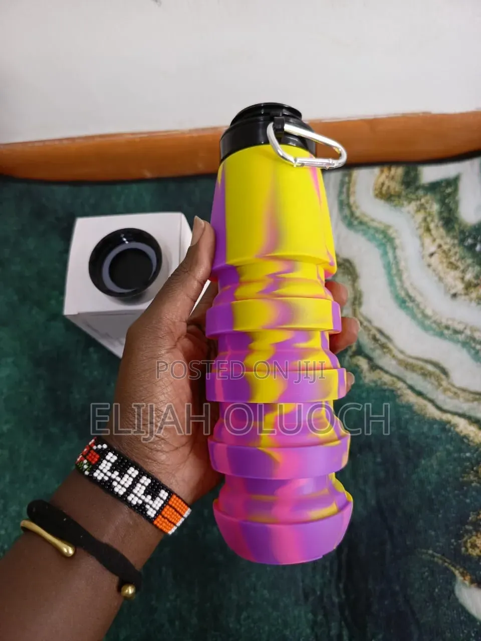 Portable Silicone Folding Water Bottle With Collapsible Cup
