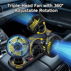*3 Head Car Cooling Fan 24v Cooling Fan, 360° Rotating