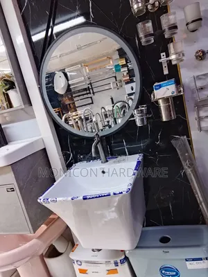 Half Pedestal Sink and Mirror