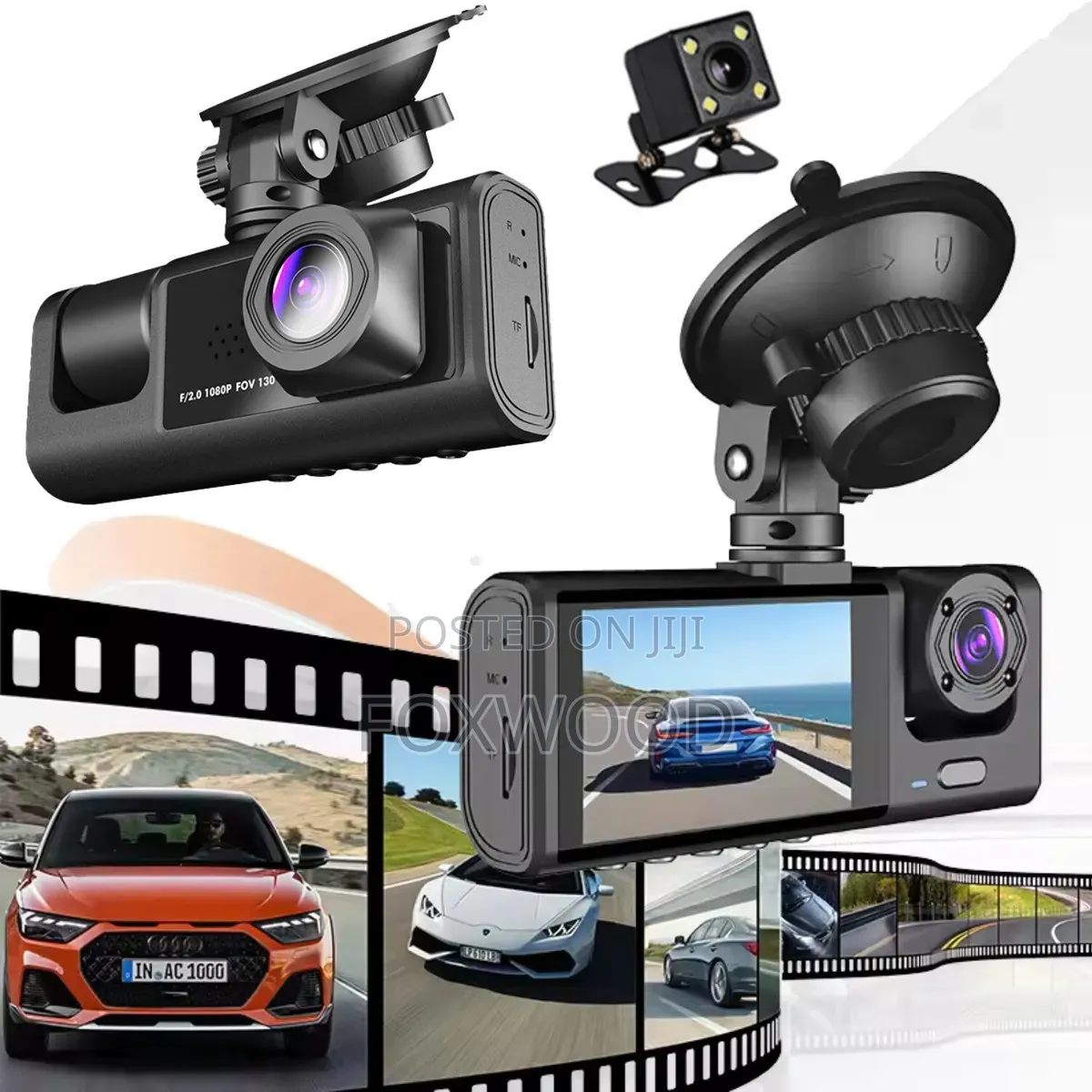 3in1 Lens Car Dash Cam 1080p