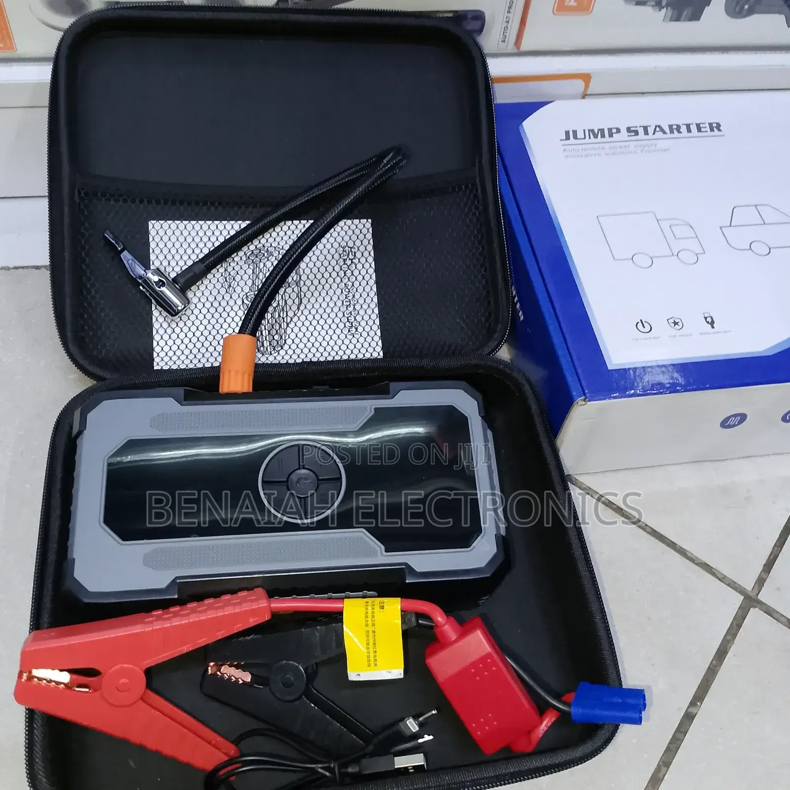 Reliable Car Jumpstarter With Emergency Power Inflator and Flash Light