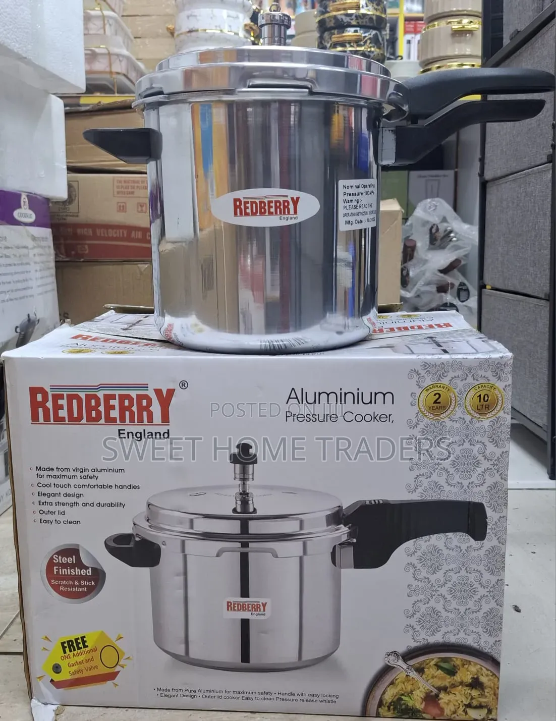 Redberry Aluminium Pressure Cooker 10l