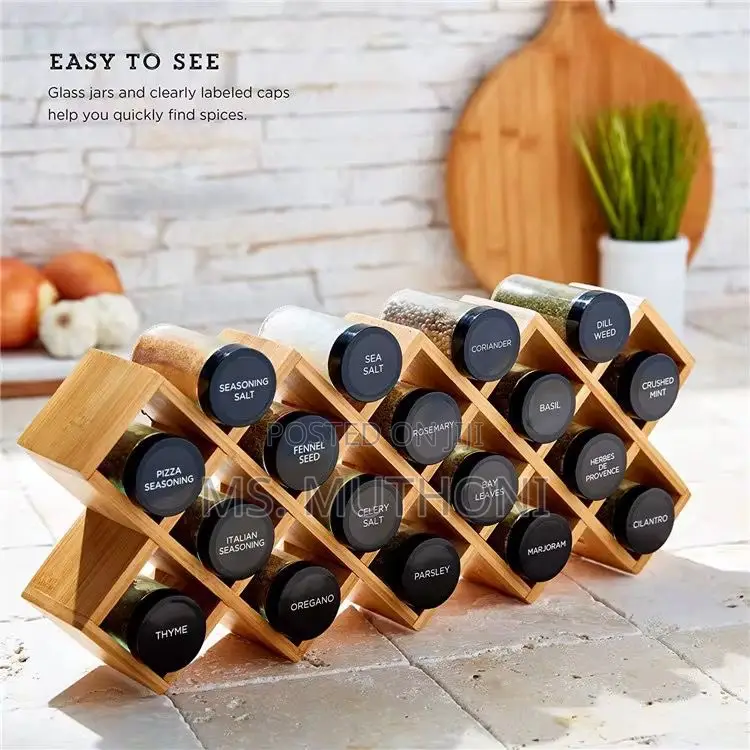 Criss-Cross Bamboo 18-Jar Spice Rack.