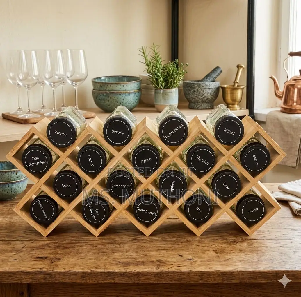 Criss-Cross Bamboo 18-Jar Spice Rack.