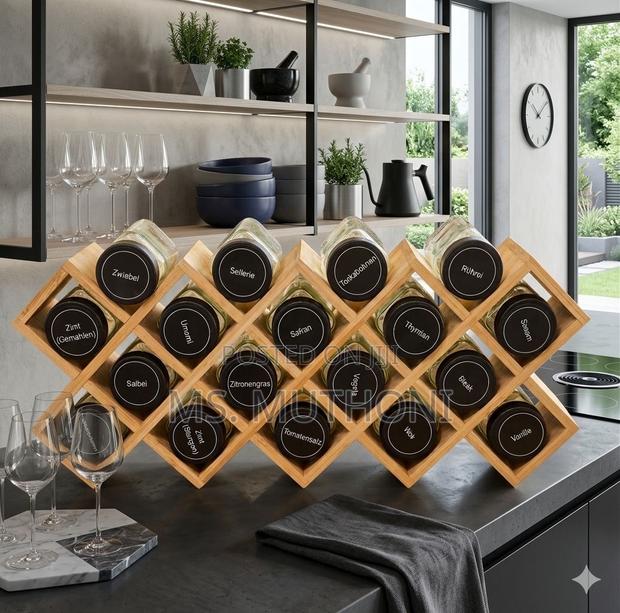 Criss-Cross Bamboo 18-Jar Spice Rack.