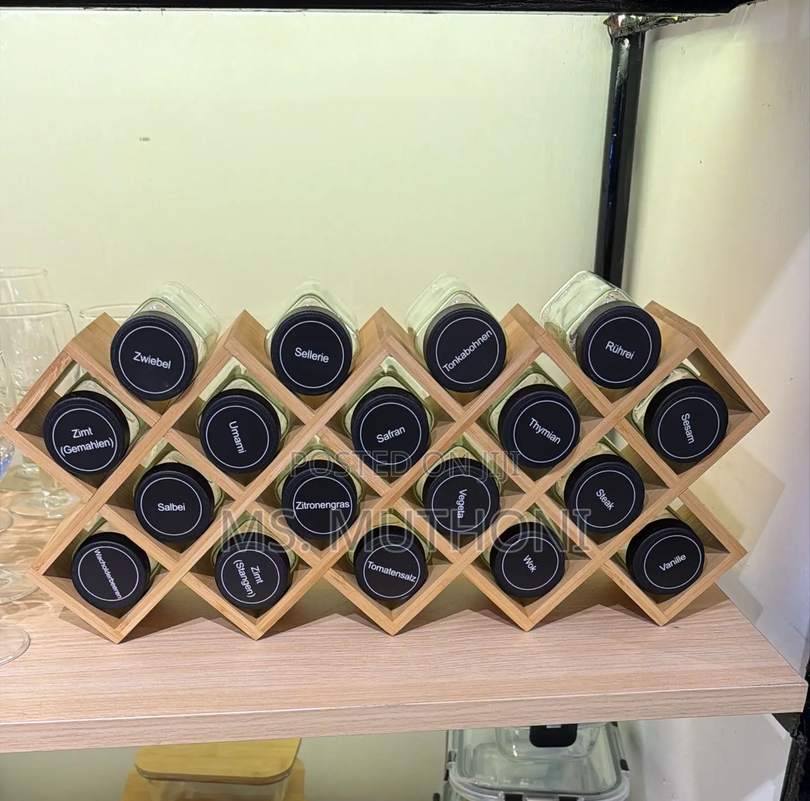 Criss-Cross Bamboo 18-Jar Spice Rack.