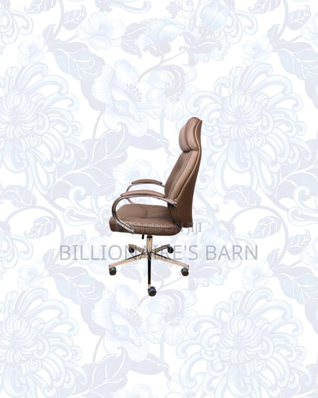 Brown Executive Leather Office Chair High Back Chrome Base Seating - thumbnail 4