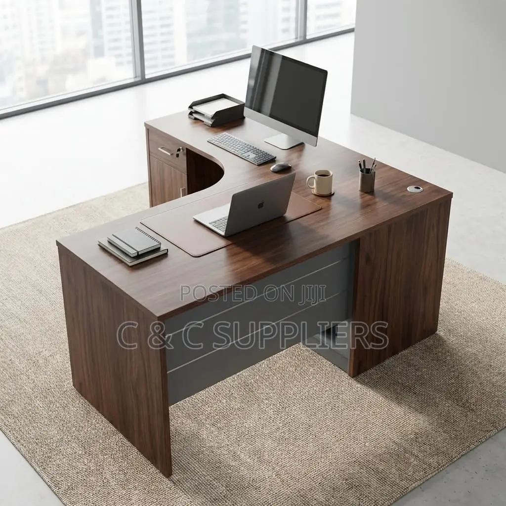 Office Desks; 140cm L-Shaped Executive Office Table