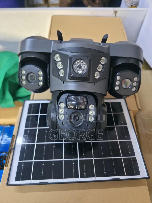 V380 Pro Triple Lens Wifi Solar CCTV Camera – 360° PTZ Smart Security - main view