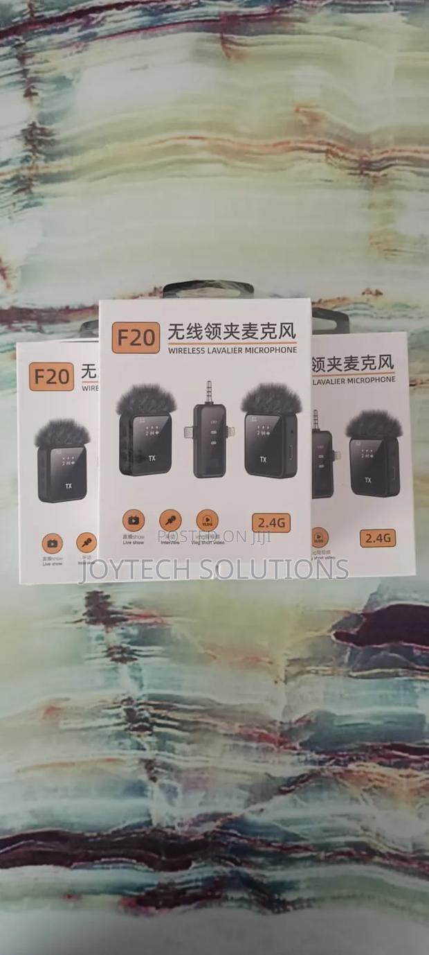 Condenser Latest F20 Phone Wireless Lavalier Microphone - thumbnail 2
