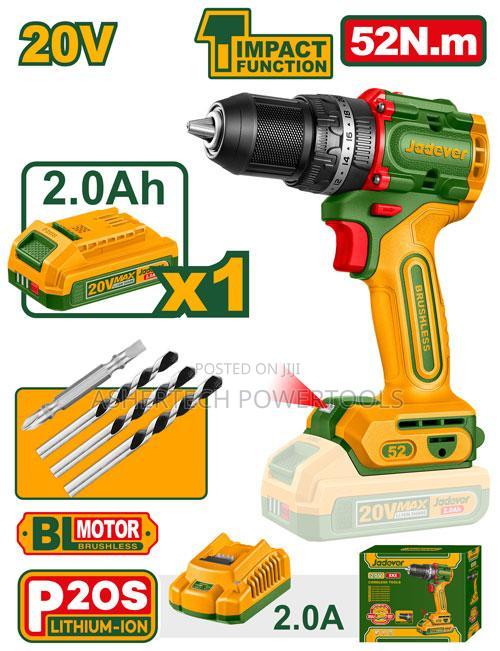 Jadever Jdcdp5282 Compact Brushless Cordless Impact Drill 52nm 20v