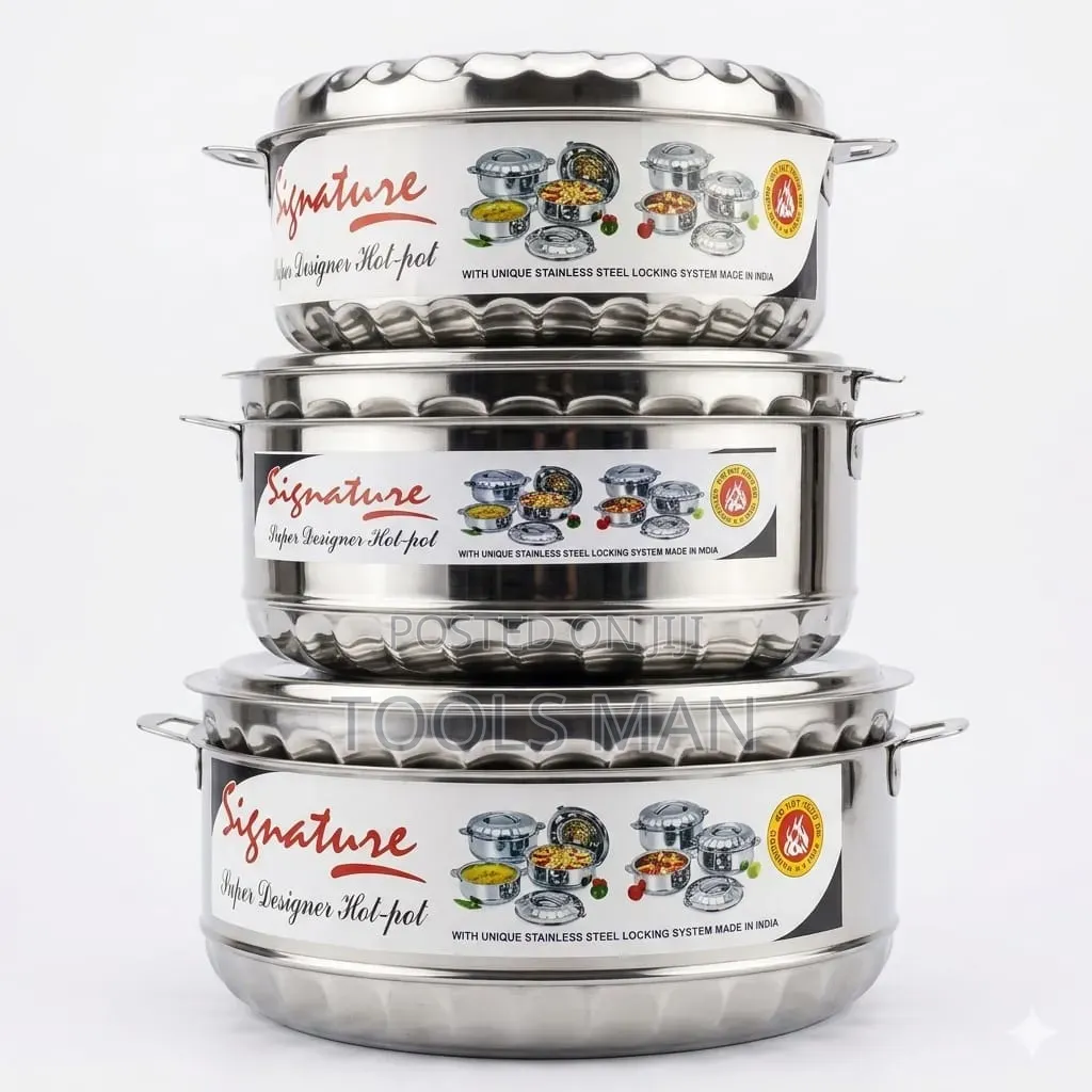 Signature 3pc Heavy Duty Stainless Steel Insulated Hot Pot Set.