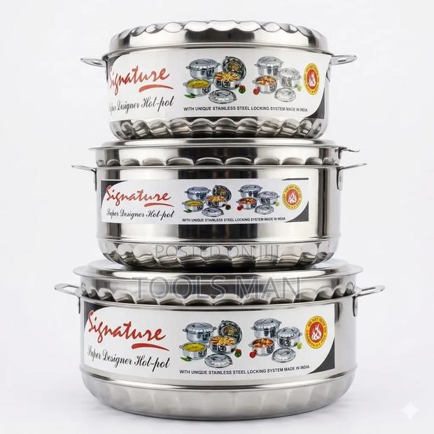 Signature 3pc Heavy Duty Stainless Steel Insulated Hot Pot Set.