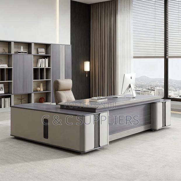 Office Desks; Executive L-Shaped 240cm Office Table With Drawers - thumbnail 2