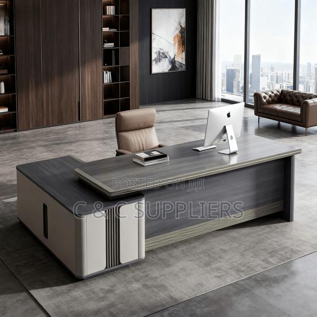 Office Desks; Executive L-Shaped 240cm Office Table With Drawers - thumbnail 3