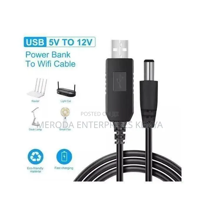 Router Powerbank Cord Dc 5v to 12v Usb Cable Converter