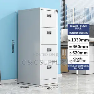 Office Cabinets: 4-Drawers Metallic Filing Office Cabinet