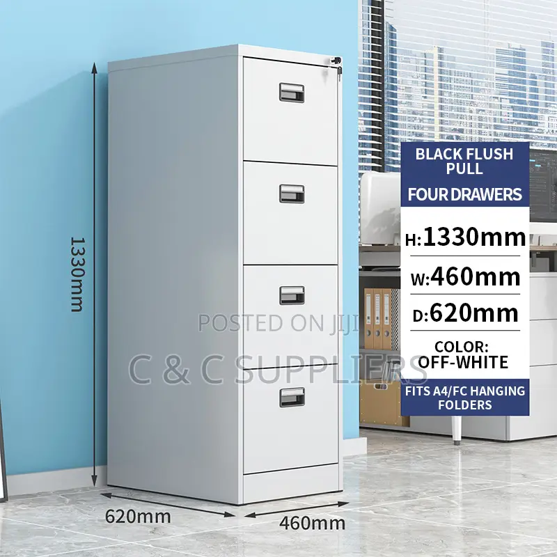Office Cabinets: 4-Drawers Metallic Filing Office Cabinet