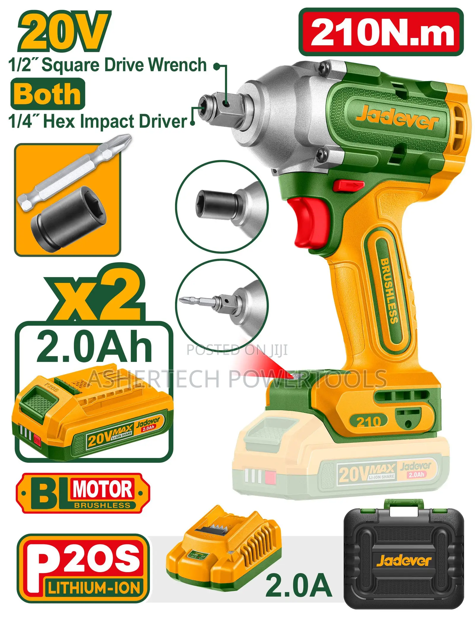 Jadever Jdcd3b21 Cordless Impact Driver Wrench 210nm