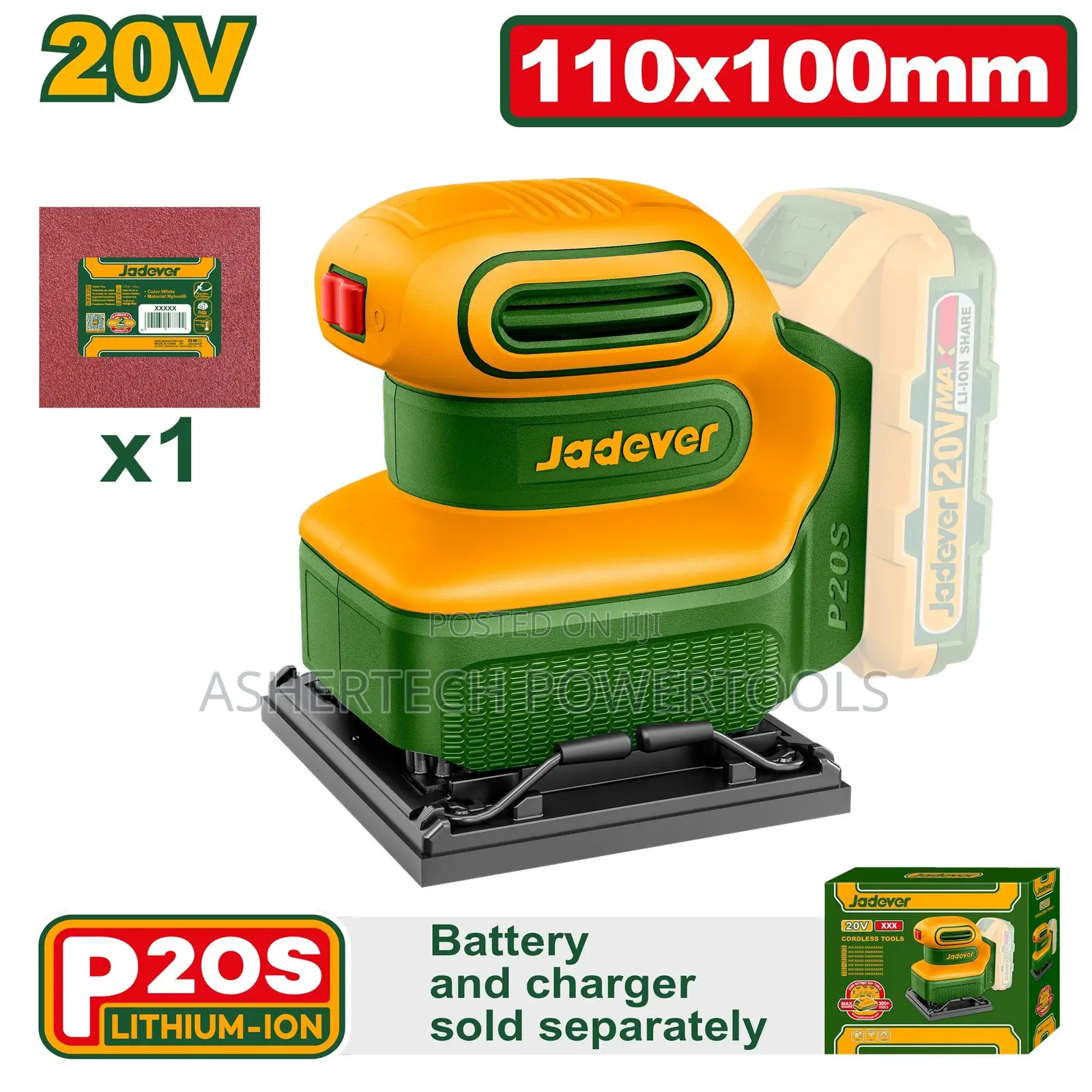 Jadever Jdrap5010 Cordless Sheet Sander 20v