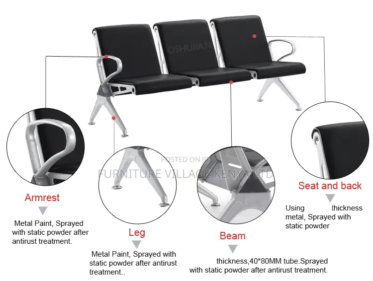 3-Seater Imported Reception Visitor's Bench