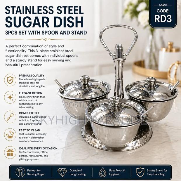 Stainless Steel Suga Dish With Stand - main view