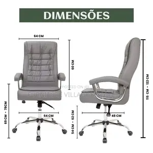 Gray Leather Upholstered Executive Study Chair