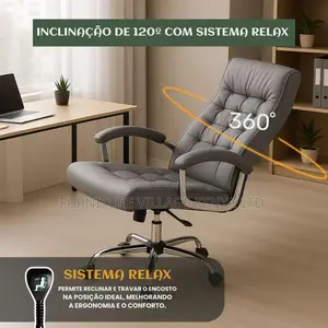 Gray Leather Upholstered Executive Study Chair
