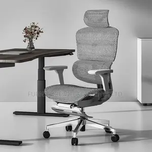 Swivel White High-Back Mesh Seat With Footrest