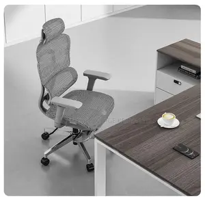 Swivel White High-Back Mesh Seat With Footrest