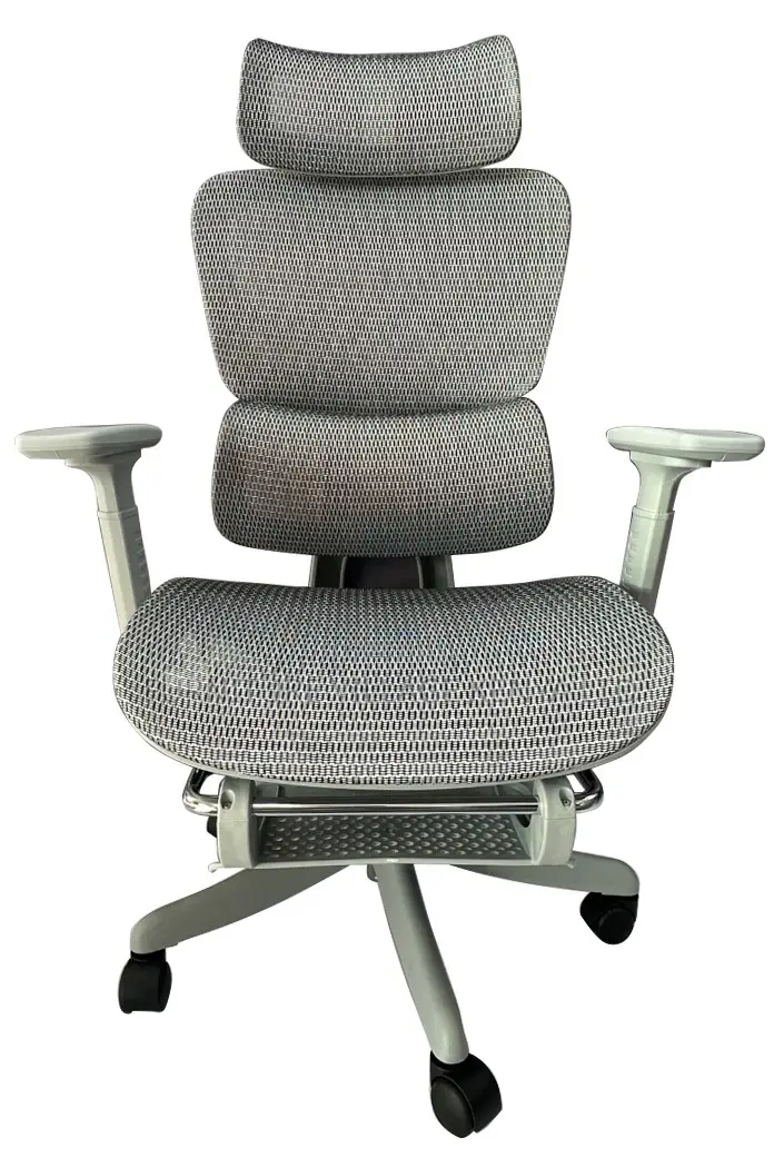 Swivel White High-Back Mesh Seat With Footrest