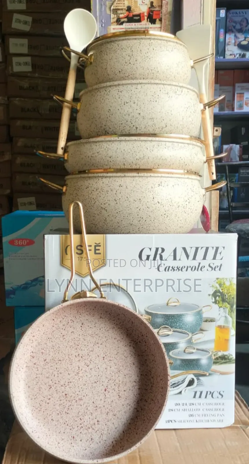 Granite Cosserol 11pcs Cookware Cream White Available