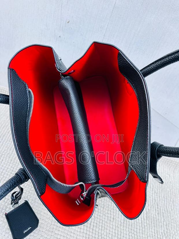 Authentic Medium Prada Saffiano Cuir Double Bag With Red Interior - thumbnail 3