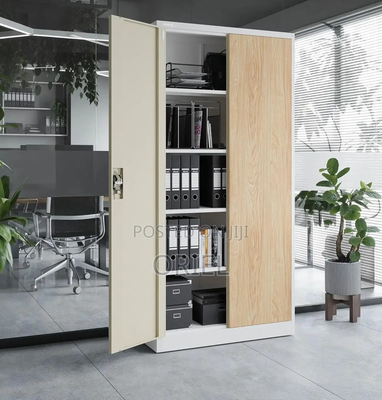 Office Cabinet : Office Steel 2-Door Brown Filing Cabinet