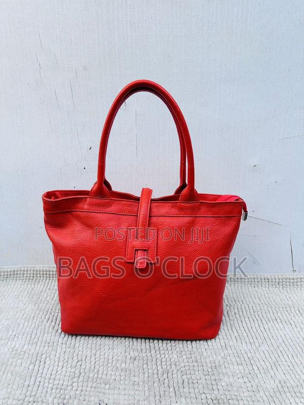 Premium Red Genuine Leather Tote Bag – Large Italian Style Shopper
